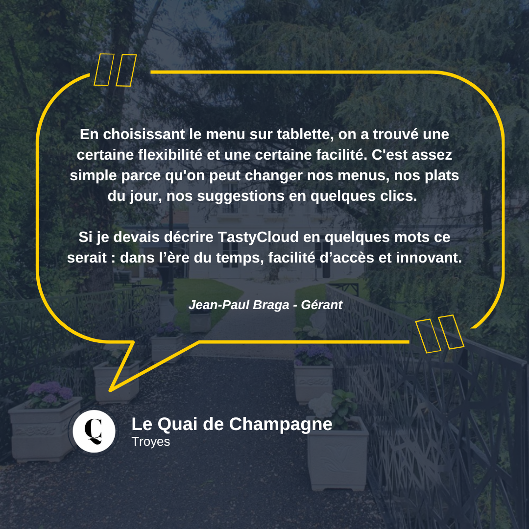 Le Quai de Champagne a choisi le menu sur tablette de TastyCloud pour valoriser sa carte des vins